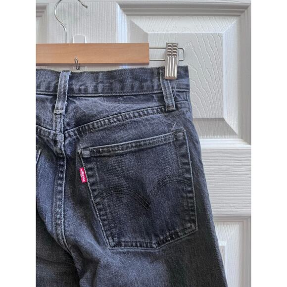 Levi’s Wedgie Icon Button Fly Black Wash Distressed Jean Size 24 Grunge Punk - Picture 5 of 12